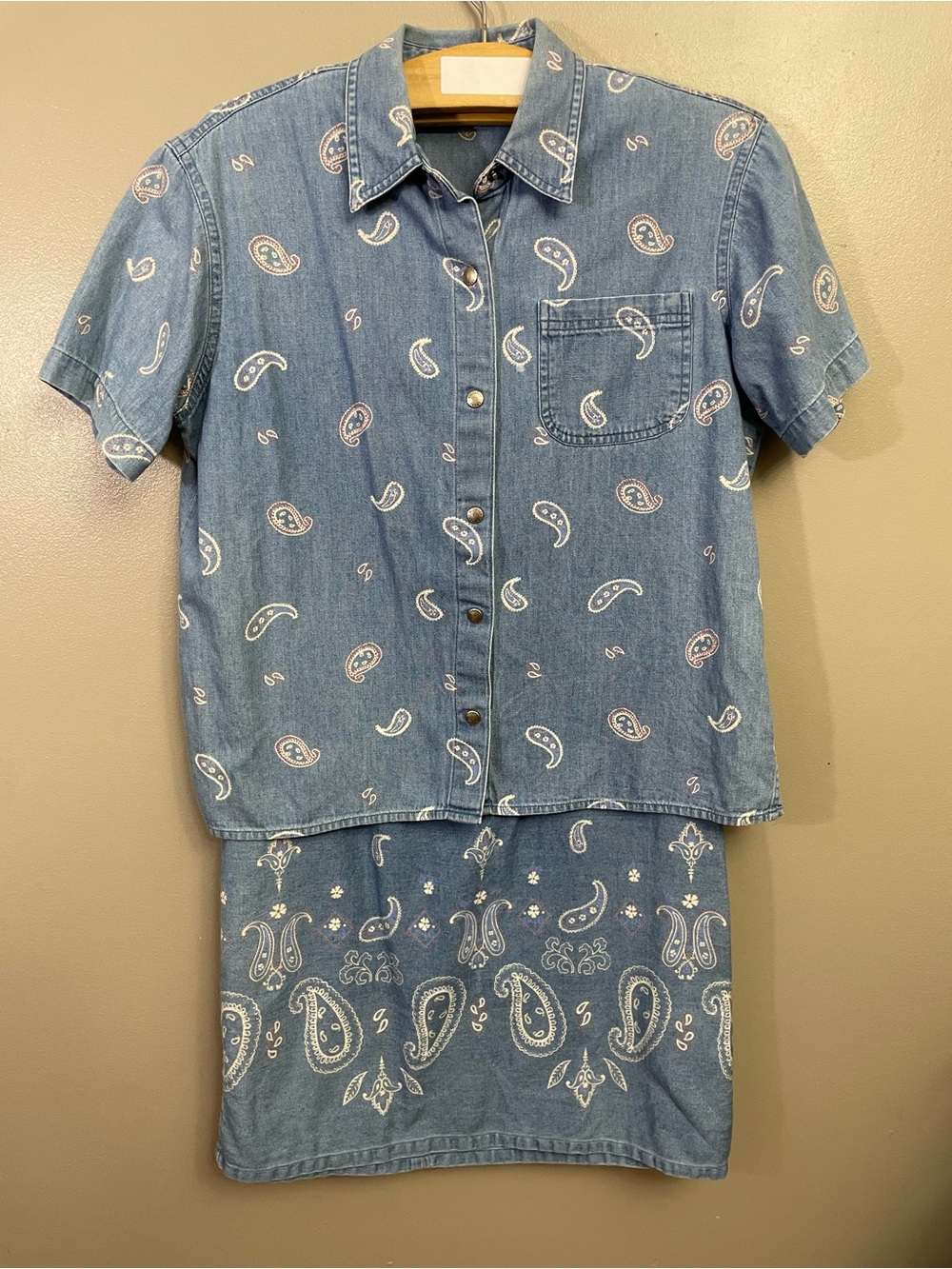 Vintage Villager Sport Liz Claiborne set Denim Floral Print Dress Medium 8 Petit